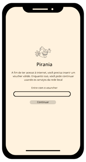 Exemplo da tela do portal captivo Pirania em um celular